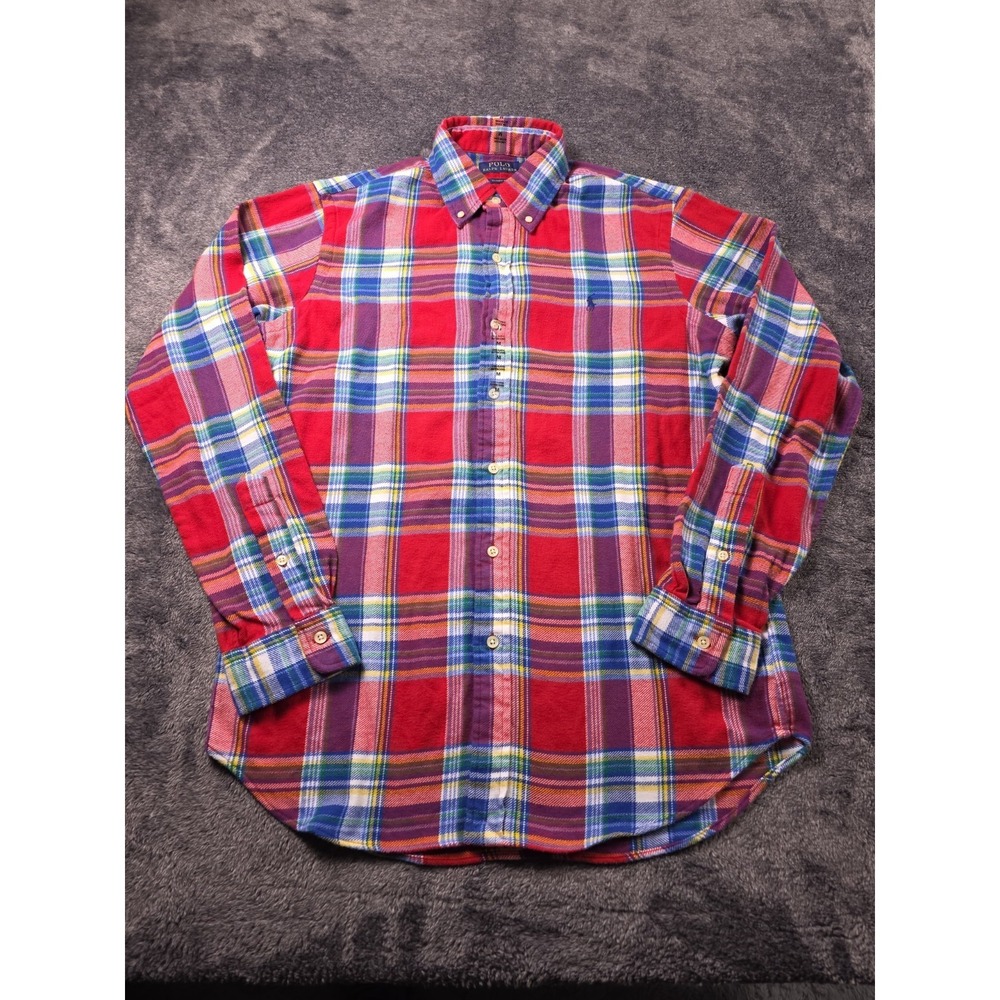 Polo Country Ralph Lauren Red Plaid Brushed‎ Flannel Shirt Mens M Lumberjack